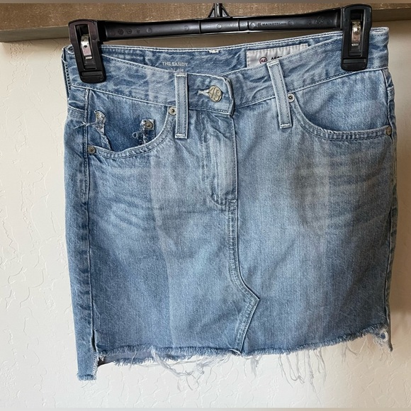 AG Adriano Goldschmied The Sandy Two Toned Denim Mini Skirt, Size 24••• - Picture 7 of 13